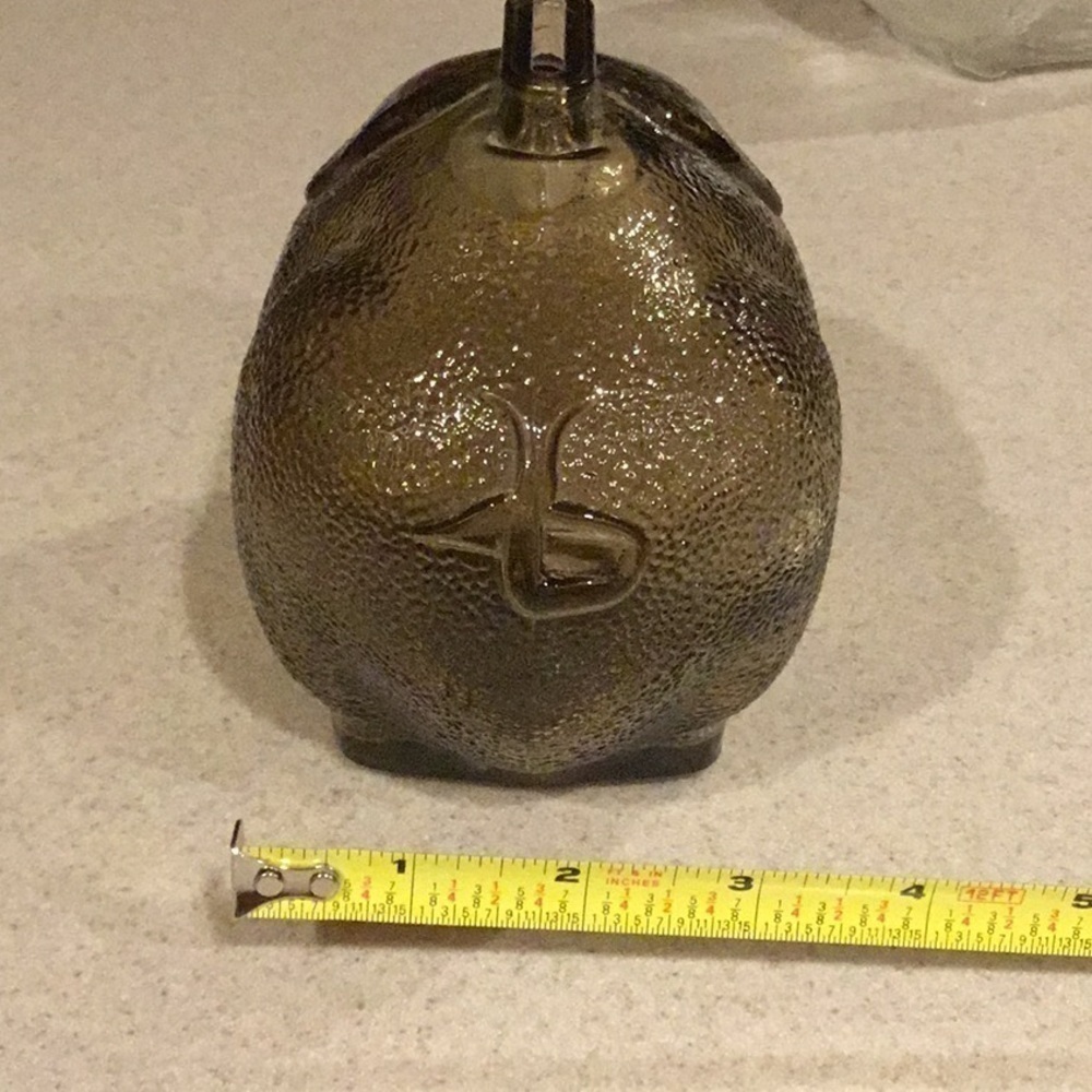 VINTAGE gray/brown colored textured glass piggy bank - Picture 12 of 13